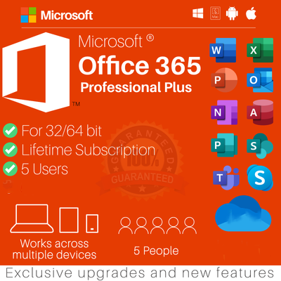 Microsoft Office 365 Professional Plus — Lifetime License | 5 Devices | Account